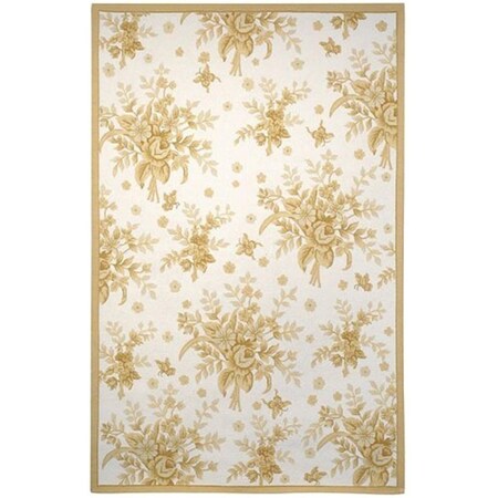 Safavieh 4 ft. x 4 ft. Round- Country and Floral Chelsea Ivory And Gold Hand Hooked Rug HK250B-4R